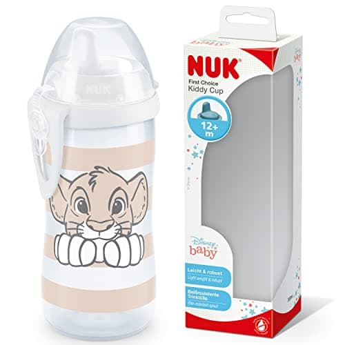 Image of NUK First Choice+ Kiddy Cup Toddler Cup | 12 Months+ | Leak-Proof Toughened Spout | Clip & Protective Cap | BPA-Free | 300 ml | Disney Lion King