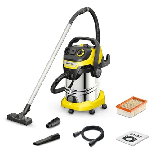 Image of KÄRCHER Wet and Dry vacuum cleaner WD 6 P Premium, blower function, 1,300 W, stainless steel container: 30 l, suction hose: 2.2 m, extension hose, power outlet, drain screw, floor and crevice nozzle
