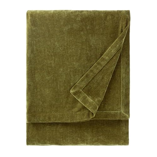 Image of Furn Yard Heavy Chenille Throw – Luxury Soft Velvet Decorative Blanket for Bed or Sofa (Olive - 130x180cm)