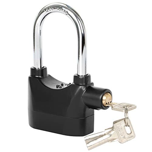 Image of TRIXES Alarmed Padlock - Heavy Duty Weatherproof Long Shackle Padlock - 110db
