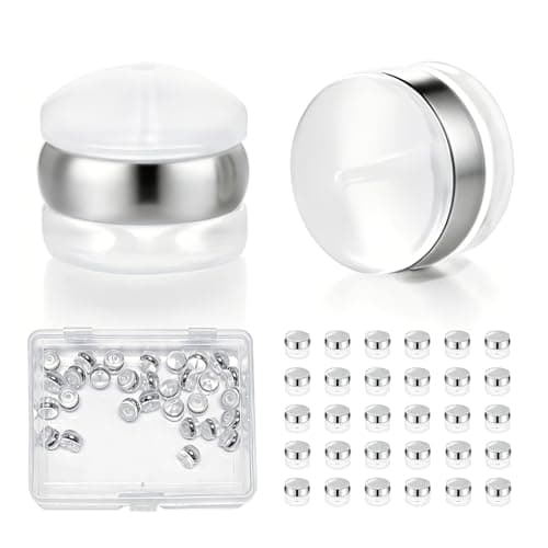 Image of 30 PCS Earring Backs for Studs,Silicone,Strengthen Fastening,Translucent Plastic,Storage Box,Women's DIY Jewelry Supplies,for Sports,Fitness,Outdoor Activities and Parties(Silver Edge)