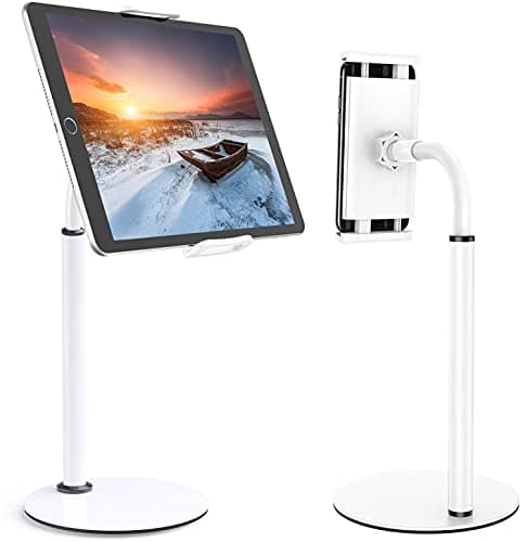 Image of GVEFIVME Tablet Stand, Gooseneck Tablet holder, 360 Degree Rotating Phone Holder Desk Stand, Flexible Desktop Tablet Stand for iPad, iPhone, Samsung Tab, 4.7-11" Devices (White)