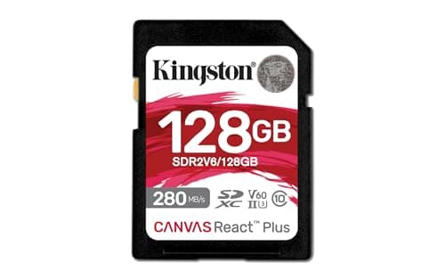 Image of Kingston Canvas React Plus V60 SD 128GB SDXC UHS-II 280R/100W U3 V60 for Full HD/4K