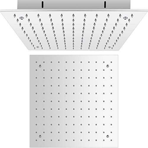 Image of Milano Amara 400mm Square Ceiling Mounted Recessed Shower Head - Chrome