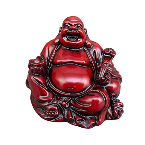 Image of WOONEKY Resin Laughing Buddha Statue Maitreya Buddha Ornament Feng Shui Figurine Home Office Car Decor Small 2.17X1.97X1.77In Positive Energy Gift