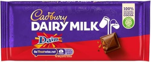 Image of Cadbury Dairy Milk Daim Chocolate Bar, Almond Caramel Crunch, 120 g (Pack of 18)