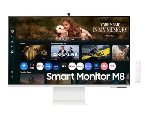 Image of Samsung M80F 32 Inch 4K Smart AI Monitor, VA Panel, 3840 x 2160, 60Hz, 4ms (G/G), Camera, Speaker, Gaming Hub, 4K Upscaling, Voice Control, Smart TV Apps & AI Features, HDR10+, USB-C, LS32FM801UUXEN