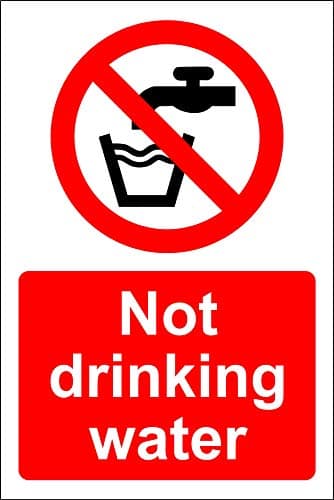 Image of Not drinking water Safety sign - Self adhesive sticker 100mm x 75mm (Pack of 5 stickers)