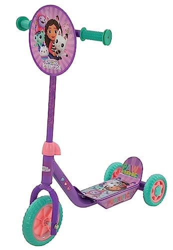 Image of Gabby's Dollhouse 3-Wheel Scooter for Kids Deluxe Edition Officially Licensed with Exciting Decals Sturdy Steel Frame Puncture-Proof Tires, Adjustable Handlebar Height - 3+ Years