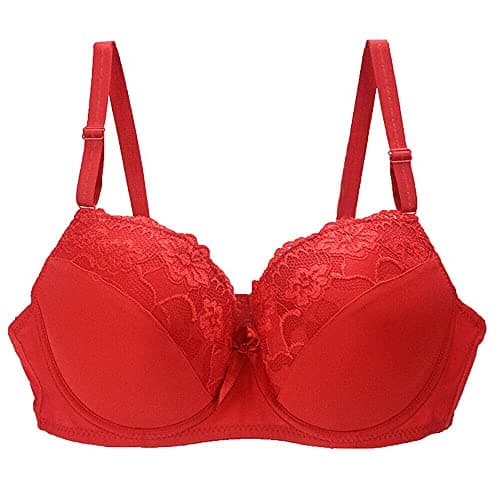 Image of BCHRAYIUP Women's Underwire Padded Sexy Bra Push Up Full Cup Size Elastic Band Bra 36-B Red