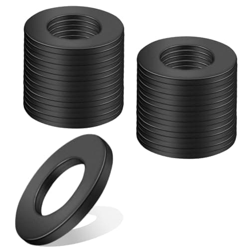 Image of KGGZKG 30 Pcs M10 x 20mm Black Flat Washers 304 Stainless Steel A2 V2A Penny Washers M10 Metal Round Repair Washer Spacer for Screws Bolts and Nuts