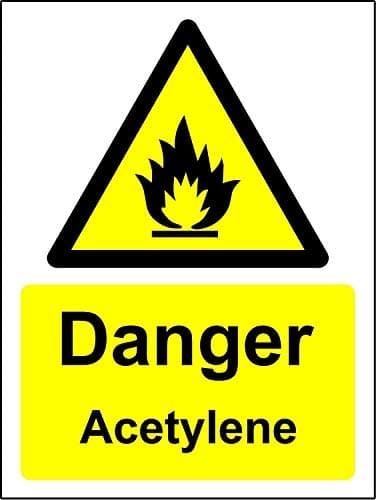 Image of Danger Acetylene safety sign - Self adhesive sticker 300mm x 200mm