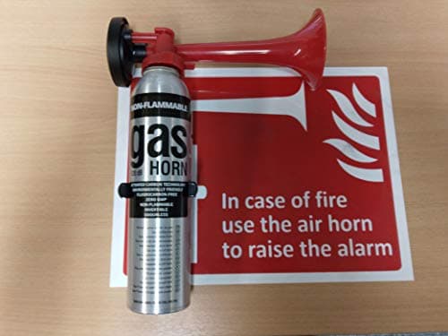 Image of IN CASE OF FIRE USE THE AIR HORN SIGN & AIR HORN & BRACKET FIRE SAFETY DIY