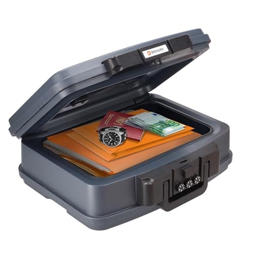 Image of Brihard Certified Portable Fire Chest 2125N, A4 - Waterproof & Fireproof Lockable Storage Box with Combination Lock, Secure Valuables & Documents, Portable with Carry Handle, H 6.5 x W 17.3 x D 14.6in