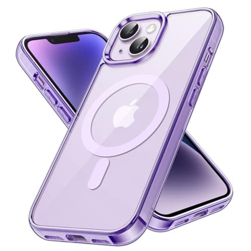 Image of JETech Magnetic Case for iPhone 14 6.1-Inch Compatible with MagSafe Wireless Charging, Shockproof Phone Bumper Cover, Anti-Scratch Clear Back (Deep Purple)