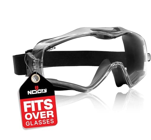 Image of NoCry Safety Goggles Over Glasses. Anti Fog and Scratch Resistant Clear Coating. Vented Panoramic Lenses. Airsoft Goggles that Fit Over Safety Glasses. Protective Goggles for Welding, Work and Lab