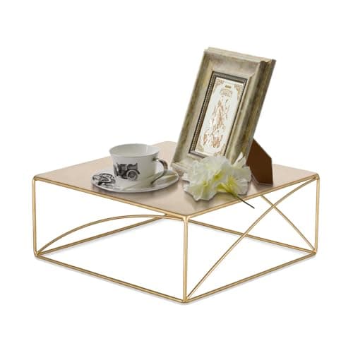 Image of NUPTIO Cake Stand Cupcake Pedestal: 31cm Wedding Afternoon Tea Stands Gold Cup Cakes Display Square Metal Vintage for Birthday Party Christmas Baby Shower Halloween Decoration