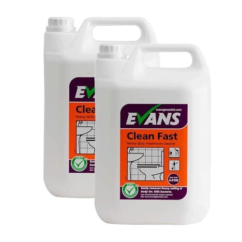 Image of We Can Source It Ltd - Evans Clean Fast Washroom Cleaner 5 Litre – Heavy Duty Liquid Bathroom Cleaner with Powerful Stain Removal – Suitable for Toilets, Sinks, Showers – Fresh Scent - Pack of 2