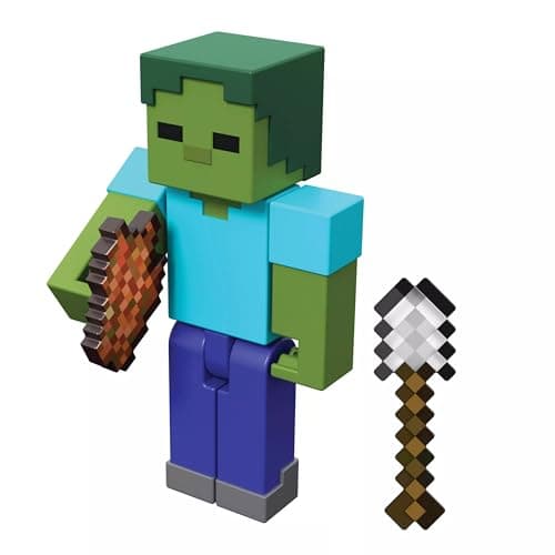 Image of Minecraft Vanilla Zombie Action Figure for Kids Ages 6 and Up