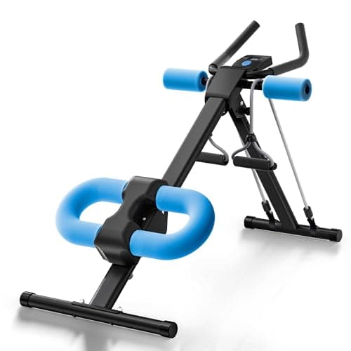 Image of UrbanLuxe Ab Trainer Machine, Adjustable Abdominal Trainers with Display, Foldable Abdominal Workout Equipment with Knee Protection for Home Gym Core Strength Trainer (Blue)