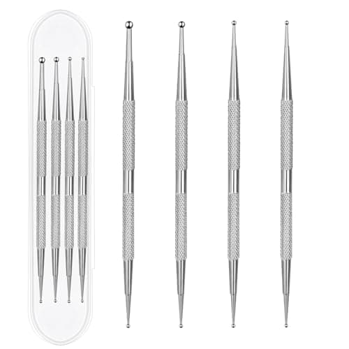 Image of Dotting Tools Set, 4 Pcs Professional Nail Art Brushes & Dotting Pen Kit for Nail Design, Stainless Steel Double-Ended Tools for Polka Dot Effects & Decoration Picking