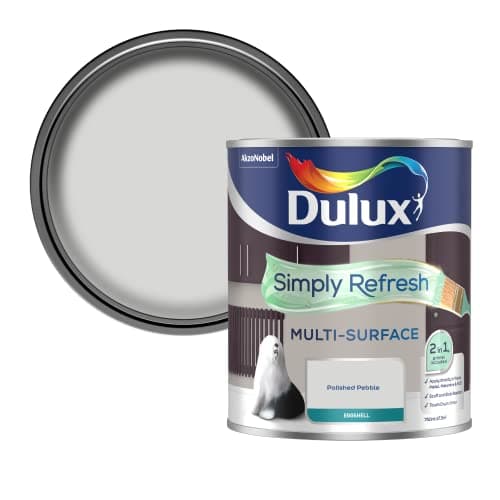Image of Dulux Simply Refresh Multi Surface Eggsgell Paint - Polished Pebble - 750ML