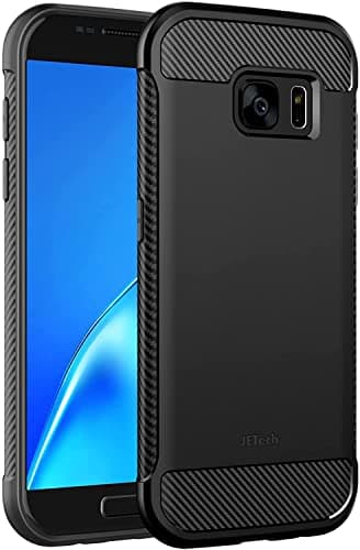 Image of JETech Slim Fit Case for Samsung Galaxy S7 5.1-Inch, Thin Phone Cover with Shock-Absorption and Carbon Fiber Design (Black)