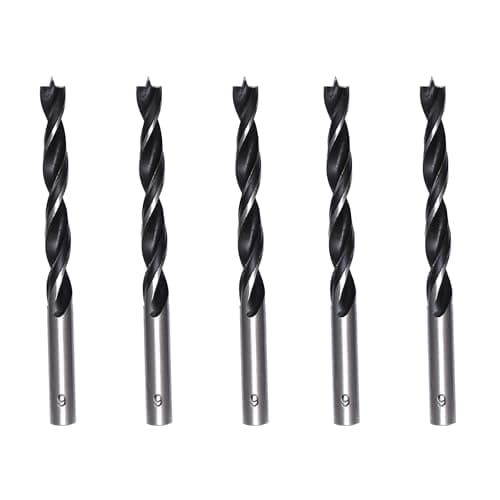 Image of Foyscr 5 Piece 9mm Brad Point Wood Drill Bits, Professional Carbon Steel, Clean Efficient Drilling