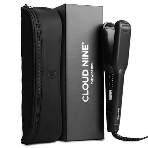 Image of CLOUD NINE The Wide Iron Hair Straightener Gift Set | Ceramic Floating Plates Cushion Spring Flex Technology | Variable Temperature Control 100°C - 200°C | Professional Design for Range of Hair Types…