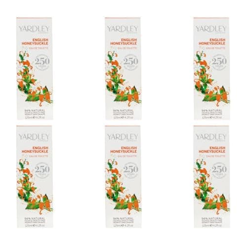 Image of Yardley London English Honeysuckle Eau de Toilette Spray, 94% Natural, Vegan & Cruelty Free, 125ml, Pack of 6