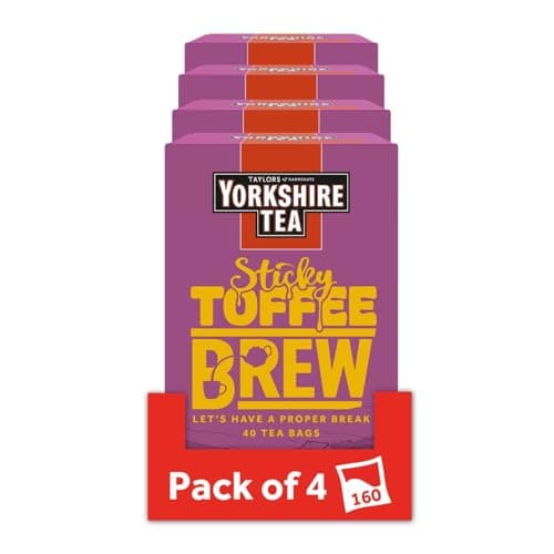 Image of Yorkshire Tea Sticky Toffee Pudding Flavoured Tea Bags, 4 Boxes of 40 Tea Bags (Total 160 Bags)