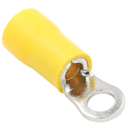Image of Heschen Ring Terminal Crimp Connectors Vinyl Insulated Wire Electrical Connector RV5.5-4S Stud Size #8 for 4-6mm² (12-10 AWG) Yellow 100Pack
