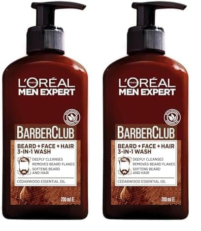 Image of L'Oreal Men Expert Barber Club 3-in-1 Beard, Hair & Face Wash, 200ml (Pack of 2)