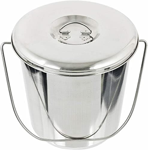 Image of Bucket & Lid Metal 12 Litre Stainless Steel Pail Bucket & Cover Cap Heavy Duty