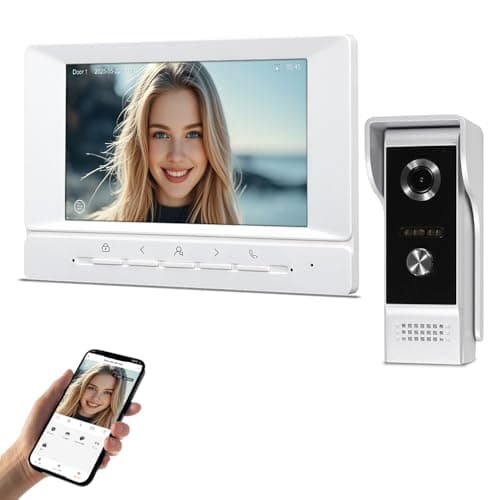 Image of QttyElok 7 Inch TUYA WiFi Video Door Phone Intercom System 1080P HD Camera IR Night Vision, Video Doorbell with Monitor, Support 2-Way Audio, Recording, Tuya APP Remote Unlock