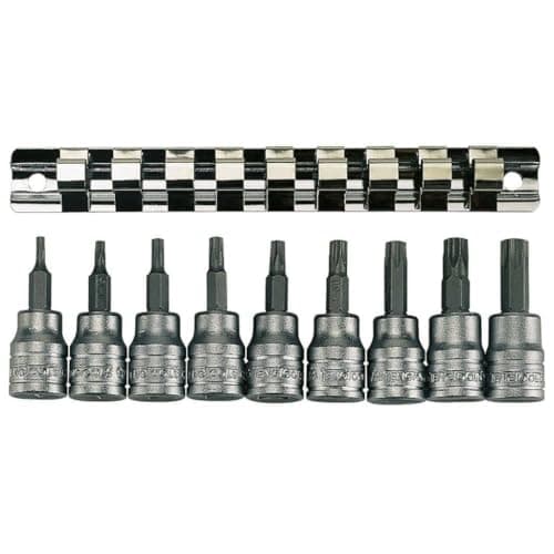 Image of Teng M3813TX 3/8-inch Socket Clip Rail Torx Set Drive (9 Pieces), Bunt