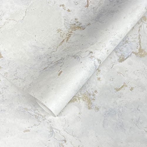 Image of World of Wallpaper Luxe Collection Marble - Heavyweight Vinyl Modern Wallpaper for Living Room & Bedroom - Decorative Luxury White/Gold
