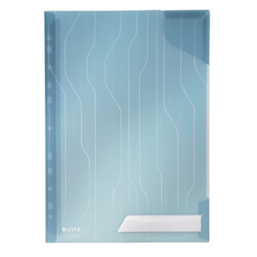 Image of Leitz Combifile Folder A4, Clear Blue Matt Finish, Top Left Open, 200 Micron Polypropylene, Pack of 5, 47260035