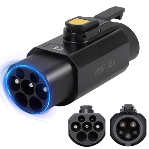 Image of WODHMIEY Type 2 to Type 1 EV Charging Adapter 32A MAX 250V 7.2kW IEC 62196 to SAE J1772 Converter Plug with CE ROHS Certification Water Resistant IP54 Rated Compact Lightweight for Plug-in Vehicles