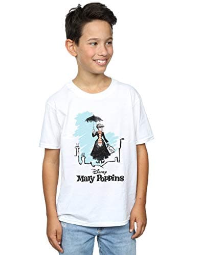Image of Disney Boys Mary Poppins Rooftop Landing Colour T-Shirt White 9-11 Years