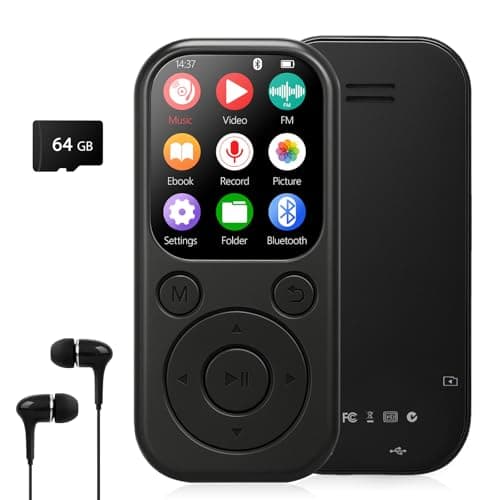 Image of Taichaeu MP3 Player with Bluetooth 5.3 - Portable Music Player, FM Radio, Voice Recorder, with Wired Headphones for Sports, Running, Travel - Included 64GB Card, Expandable to 512GB