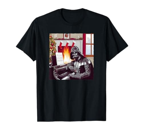 Image of Star Wars Christmas Darth Vader Piano Player T-Shirt