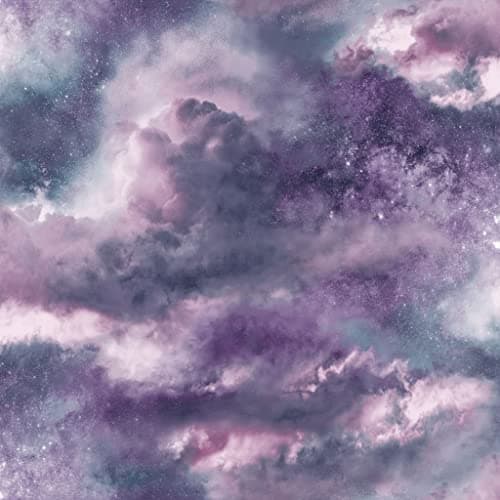 Image of Arthouse Diamond Galaxy Purple Blush & Lilac Cloud Wallpaper - Create a Space or Mystical Theme - Embedded with Sparkling Glitter for Extra Effect - Fabulous Pasted on a Ceiling 260007