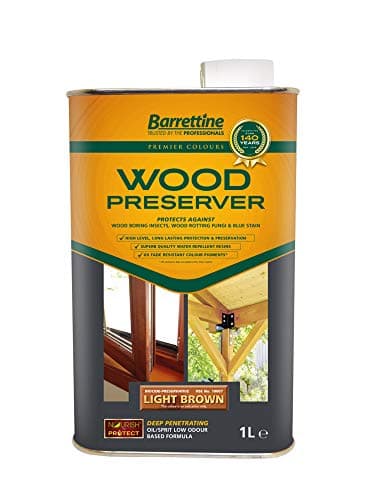 Image of 2 x 1L Wood Preserver Light Brown Barrettine Premier Wood Preserver Stain Treatment Protection Exterior