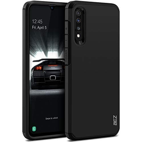 Image of BEZ Case for Samsung A70, Shockproof Cover Compatible with Samsung Galaxy A70, Shock Absorbing, Heavy Duty Dual Layer Tough Cover, Black