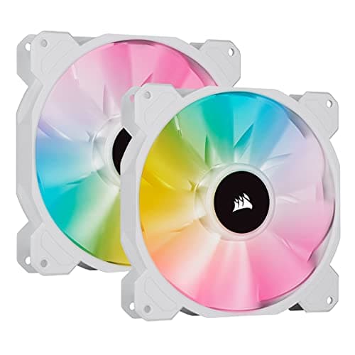 Image of Corsair iCUE SP140 RGB ELITE Performance 140mm White PWM Dual Fan Kit with Lighting Node CORE