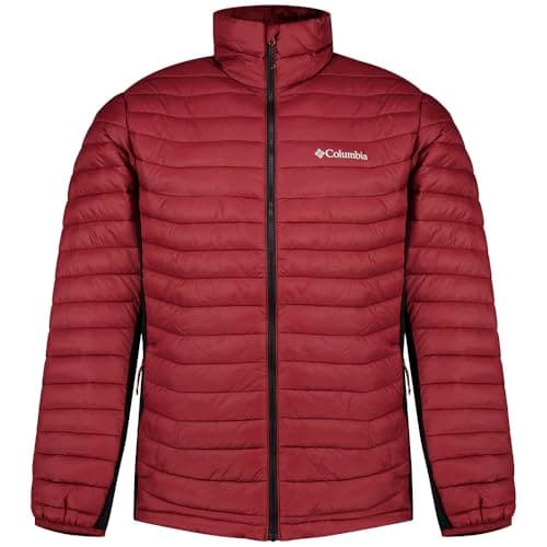 Image of Columbia Men's Powder Pass Hybrid Jacket, Puffer Jacket, Rich Wine, Black, M