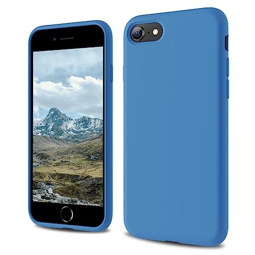 Image of CALOOP Designed for iPhone SE Case 2020/2022, iPhone 8/7 Case, Liquid Silicone Full Body Protective Covered Silky-Soft Anti-Scratch Gel Rubber Slim Shockproof Cover 4.7 inch, Blue