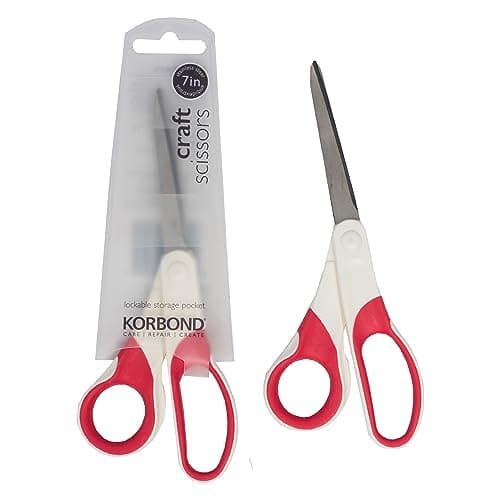 Image of Korbond 110358 Craft 7 Inch – Soft Grip Professional, Household, Fabric, Paper Scissors. Ambidextrous – for Right & Left Handed , Silver