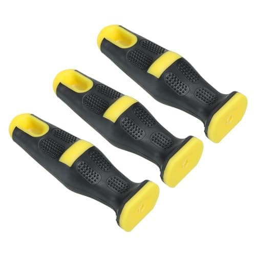 Image of PATIKIL 4.5 Inch Plastic File Handle, 3 Pack File Cutting Tool File Handle Replacement Accessories for 0.22" Diameter File, Black Yellow